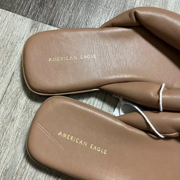 American Eagle Puffer Strap Flat Thong Sandals Brown NWT Women's Size 10 - Picture 5 of 7